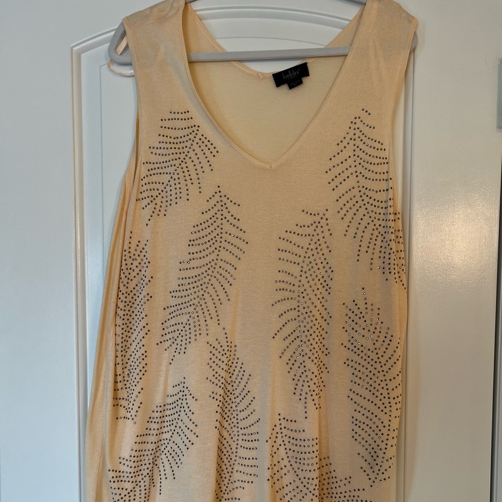 Women belldini embellished tank with gray stone